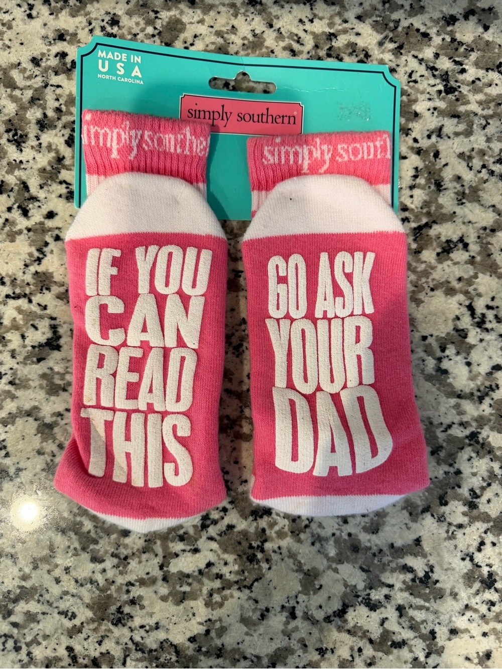 Simply Southern Pink "If You Can Read This / Go Ask Your Dad" Socks